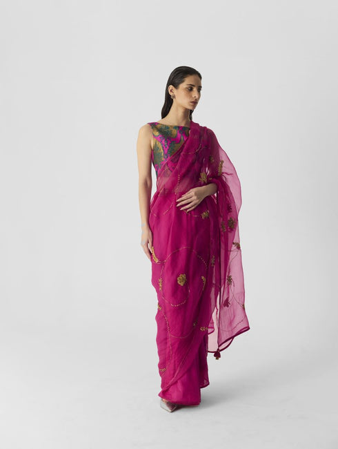 Chin chin pink embroidered sari