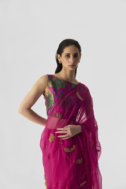 Chin chin pink embroidered sari