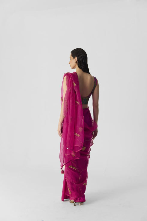 Chin chin pink embroidered sari
