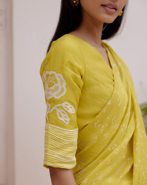 Citrine printed sari