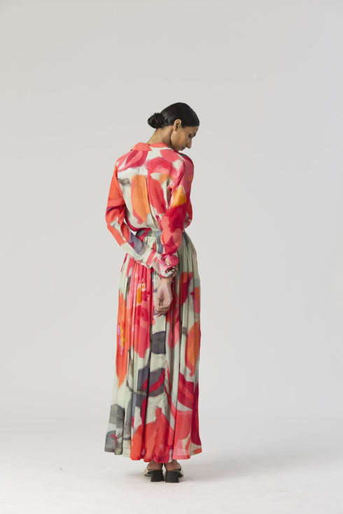 Clara pink and red shirt and skirt set