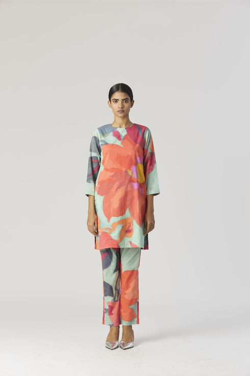Clara pink and red short kurta set
