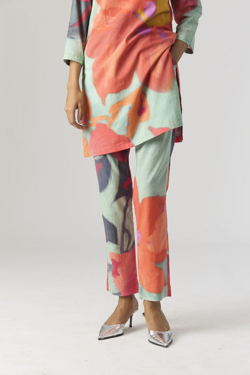 Clara pink and red short kurta set