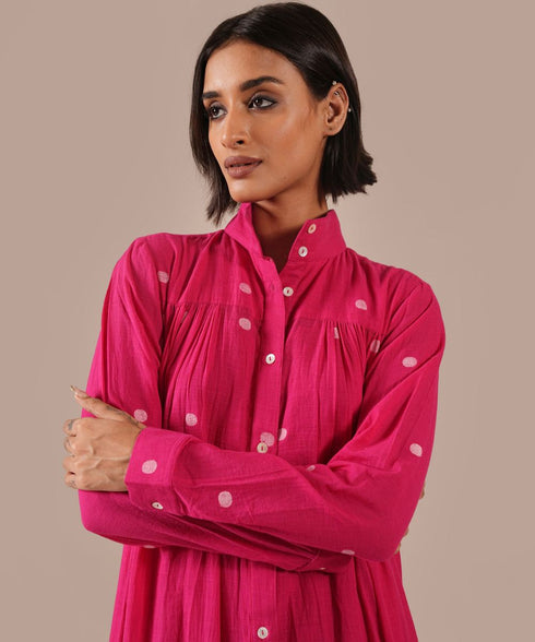 Coral mirage tiered shirt dress