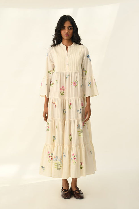 Corymbifera ivory embroidered dress