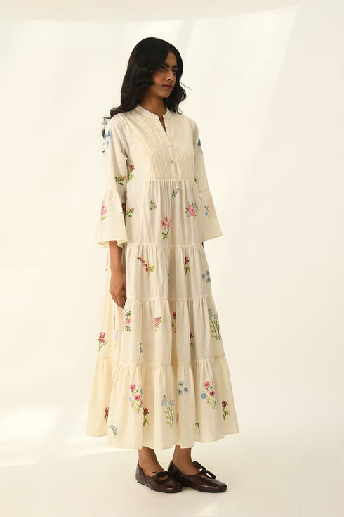 Corymbifera ivory embroidered dress