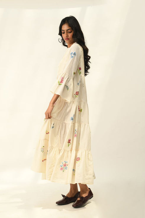 Corymbifera ivory embroidered dress
