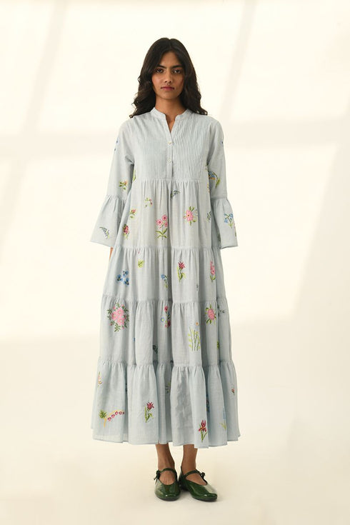 Corymbifera powder blue embroidered dress