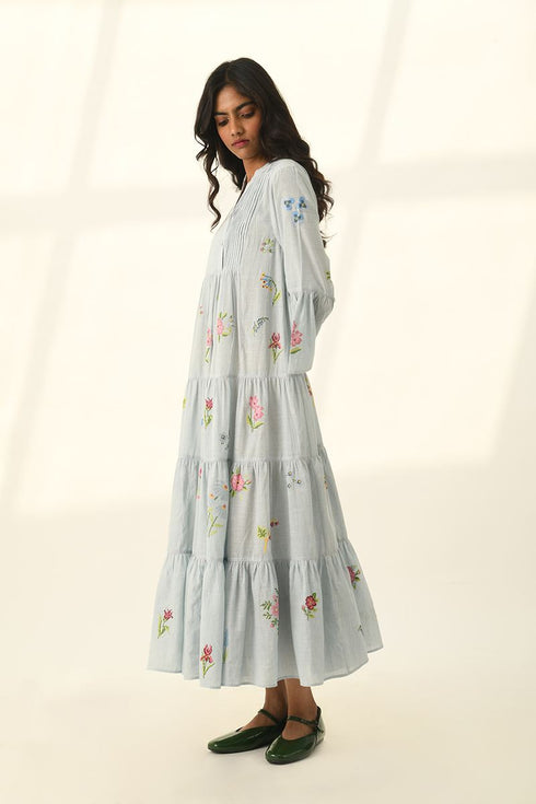 Corymbifera powder blue embroidered dress