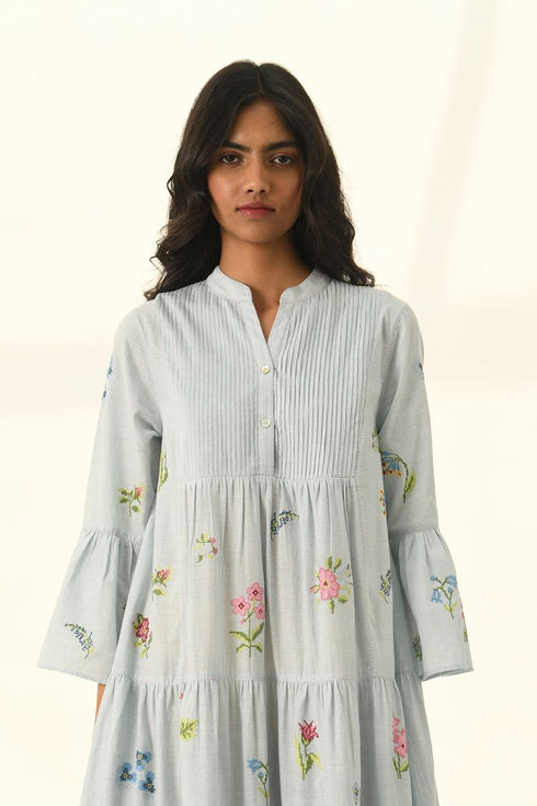 Corymbifera powder blue embroidered dress