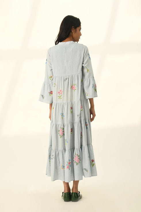 Corymbifera powder blue embroidered dress
