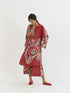 Cranberry red cotton kaftan set