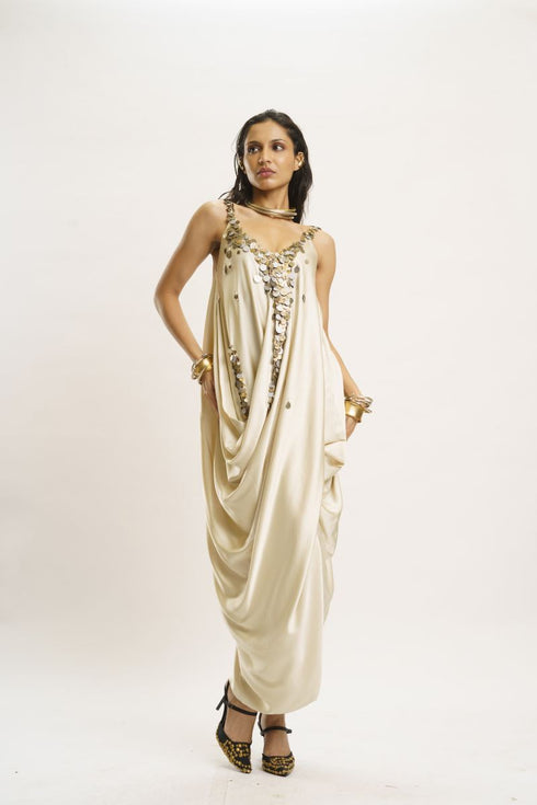 Cream drapped dress