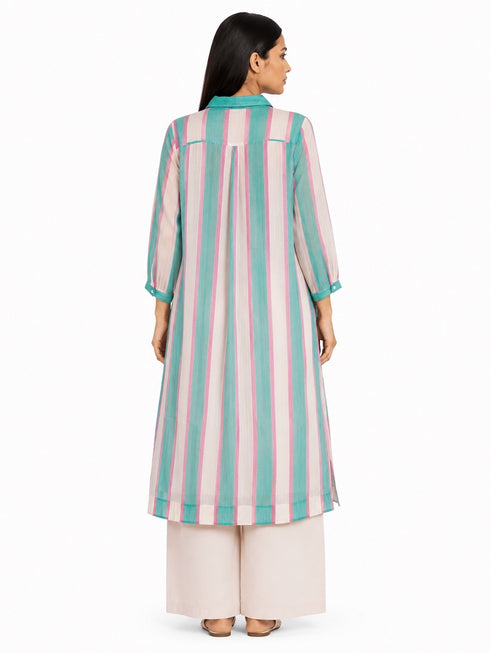 Multicolor embroidered shirt tunic