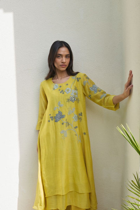 Daffodil applique embroidered co-ord set