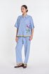Daffodils blue and ivory shirt