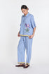 Daffodils blue and ivory shirt