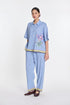 Daffodils blue and ivory shirt