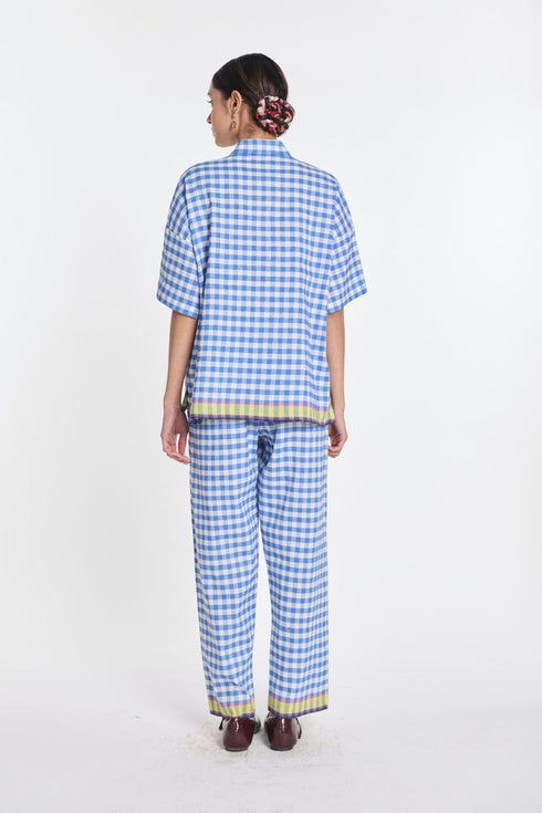 Daffodils blue and ivory shirt