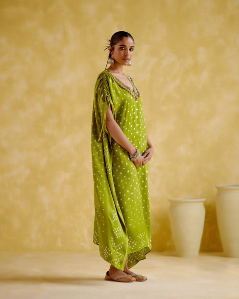 Dakshayani green kaftan