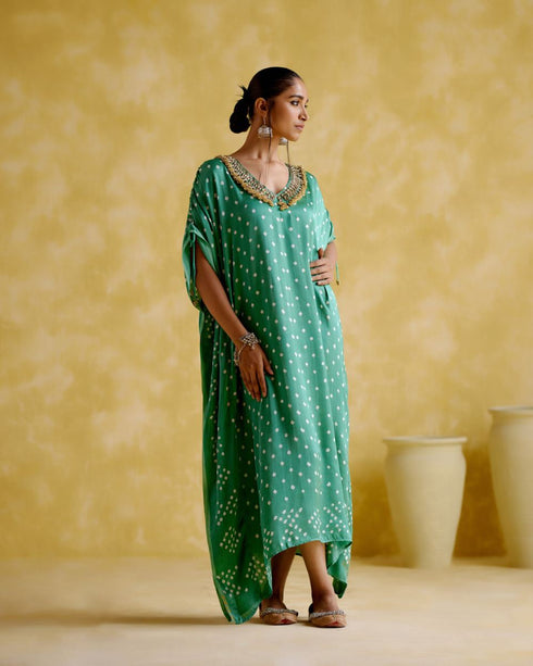 Dakshayani sage green kaftan