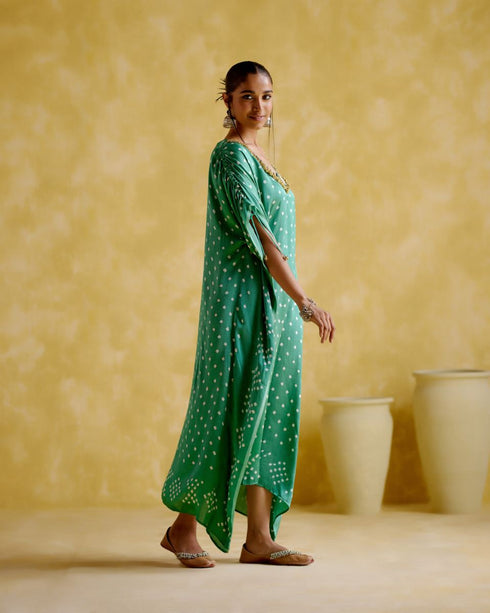 Dakshayani sage green kaftan