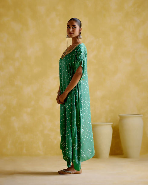 Dakshayani sage green kaftan