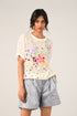 Damask white rib embroidered tshirt