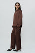 Dark brown silk shirt & trouser with AKOK highlight embroidery