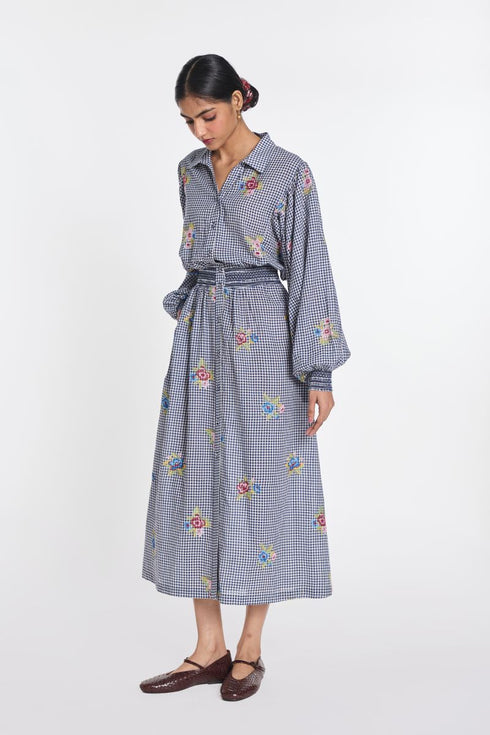 Delphinium embroidered dress