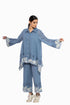 Denim blue handloom cotton embroidered top