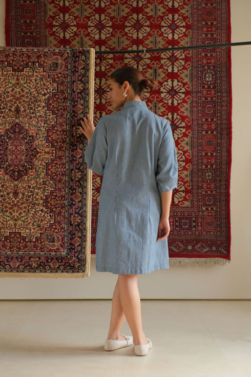 Denim blue striped dress