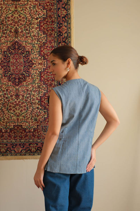 Denim blue striped jacket