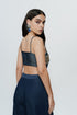 Denim hand embroidered threadwork crop top