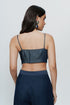 Denim hand embroidered threadwork crop top
