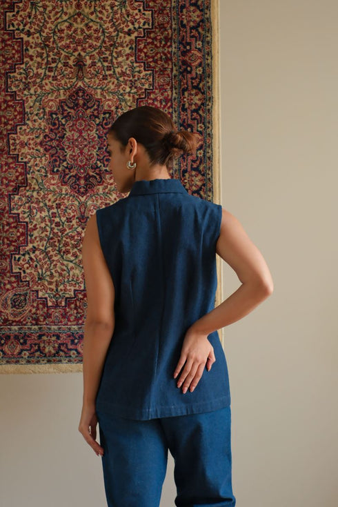 Denim navy blue beaded jacket