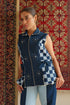 Denim navy blue checkered jacket