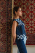 Denim navy blue checkered top