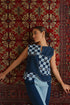 Denim navy blue checkered top