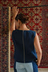 Denim navy blue checkered top