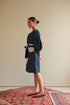 Denim navy blue floral dress