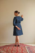 Denim navy blue floral dress