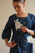 Denim navy blue floral dress