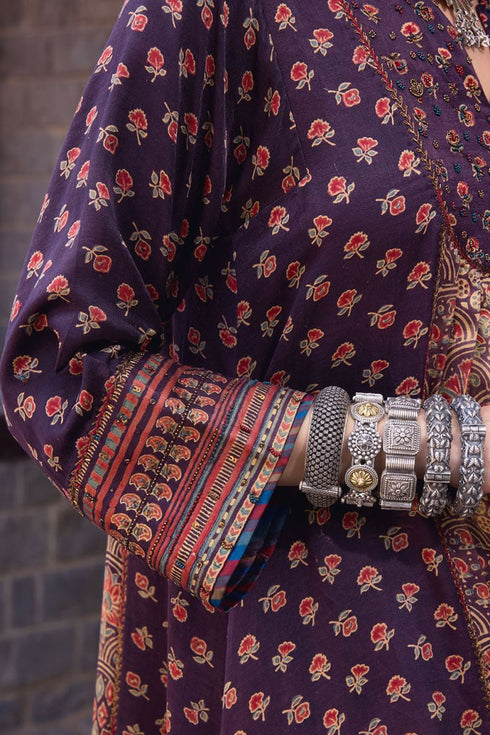 Dhun black round yoke kurta