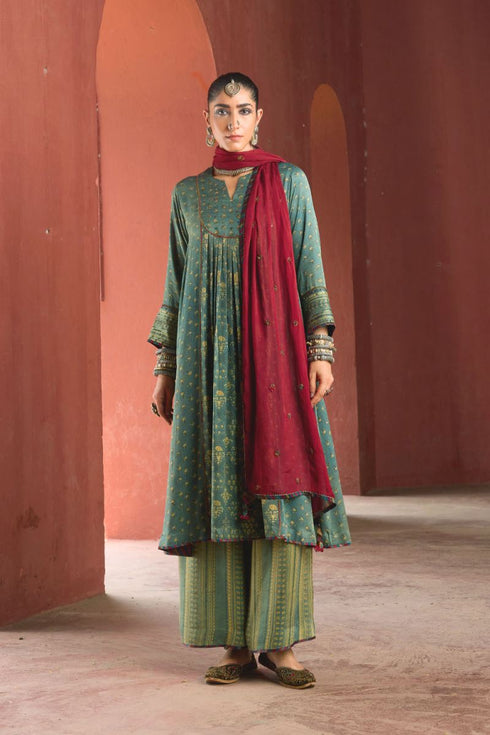 Dhun blue round yoke kurta