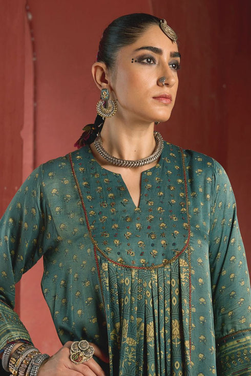 Dhun blue round yoke kurta