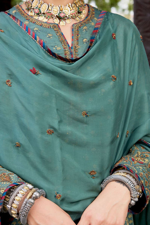 Dhun blue silk stole