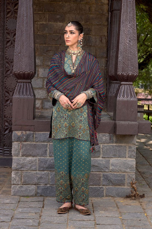 Dhun multicolor printed silk stole