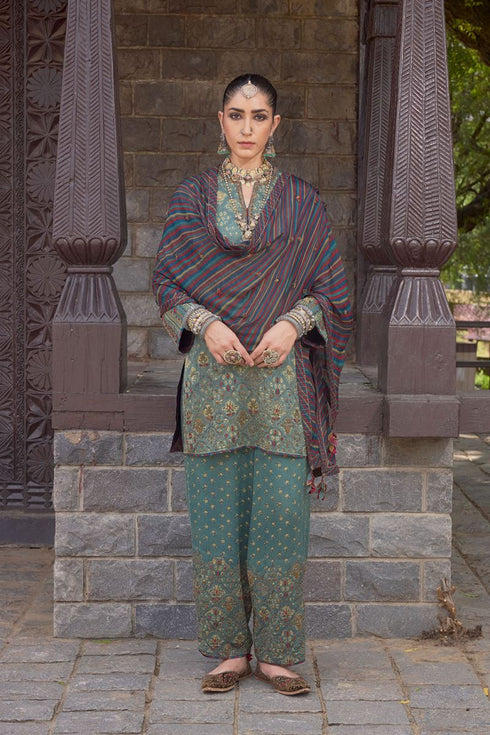 Dhun multicolor printed silk stole