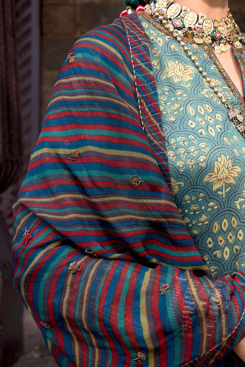 Dhun multicolor printed silk stole